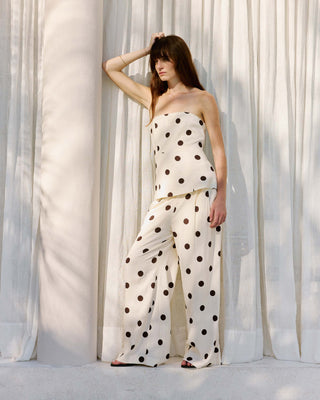 Bustier péplum à pois ecru Wixie