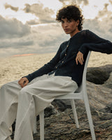 Cardigan maille ajourée marine Velasquez