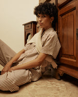 Chemise large à rayures mocha Vercia