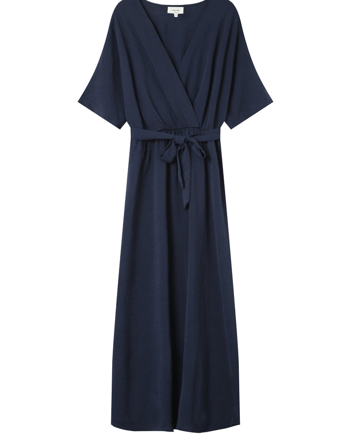 Robe longue portefeuille marine Maud