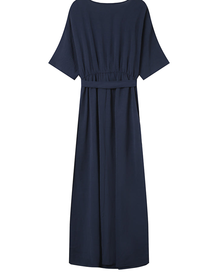 Robe longue portefeuille marine Maud