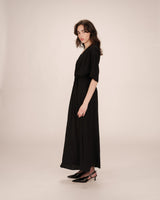 Robe longue portefeuille noir Maud