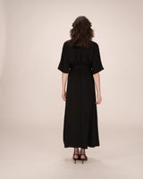 Robe longue portefeuille noir Maud