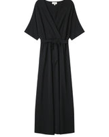 Robe longue portefeuille noir Maud