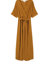 Robe longue portefeuille ocre Maud