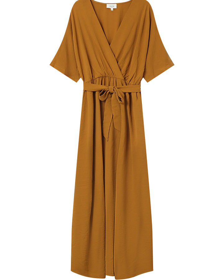 Long wrap dress ocre Maud