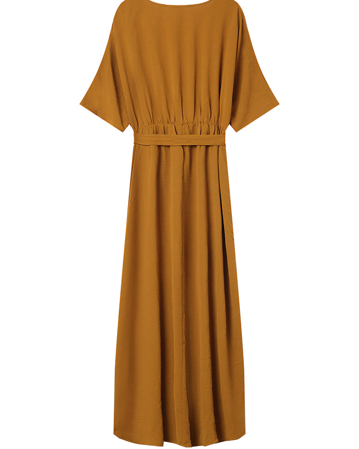 Long wrap dress ocre Maud