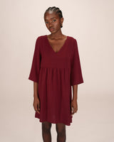 Short babydoll dress burgundy Susana