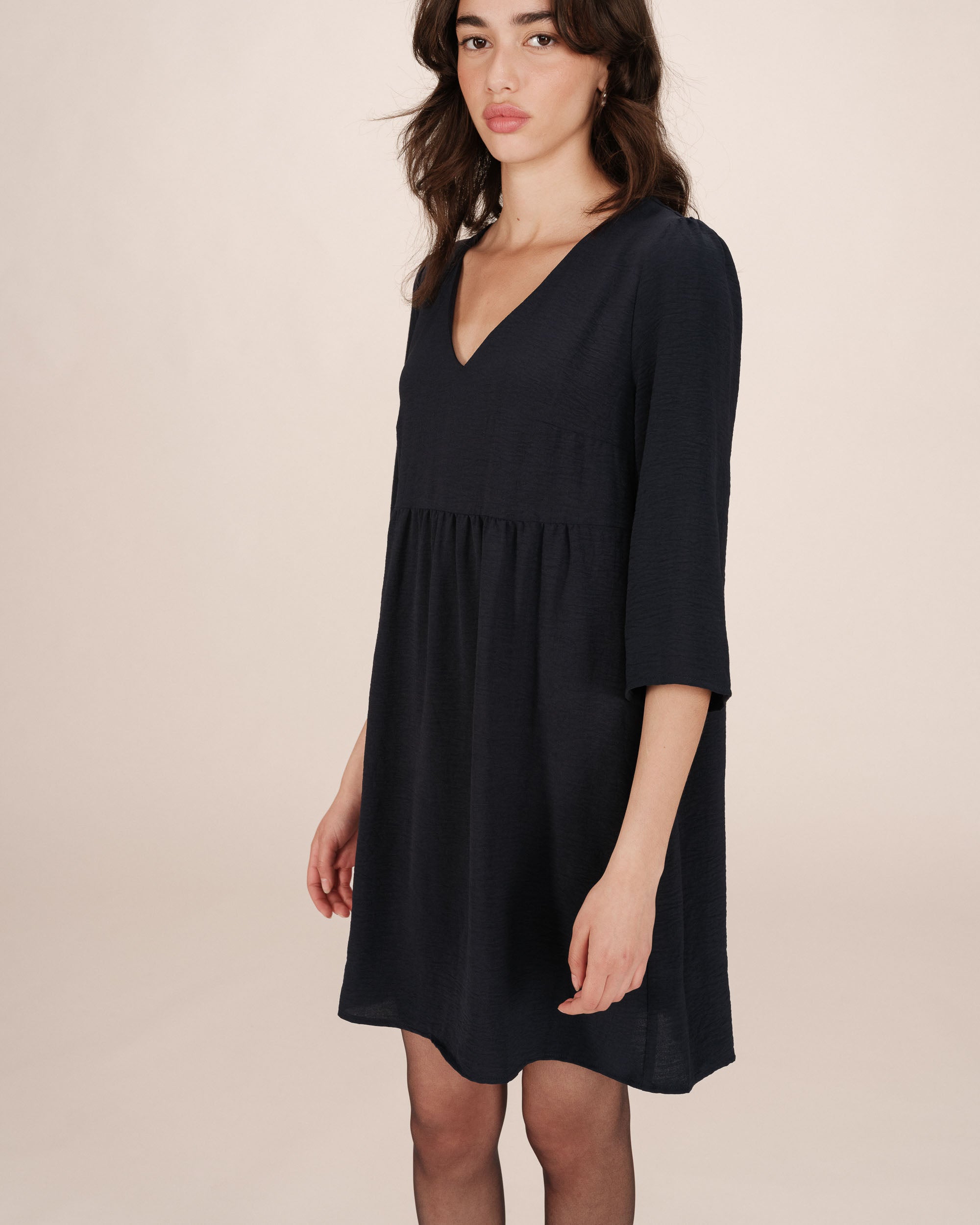 Short babydoll dress navy Susana