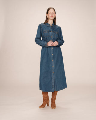 ROBE LONGUE MEDIUM BLUE SHANIE