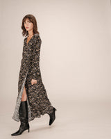 Robe longue a fleurs noir Superbe