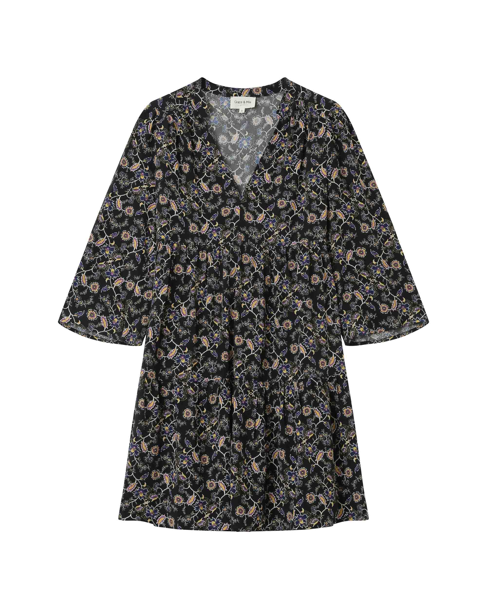 Short floral dress black Sirius