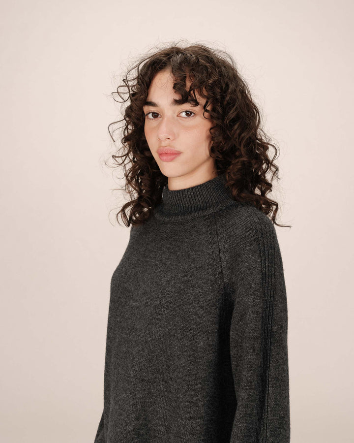 Robe pull courte anthracite Sandrine