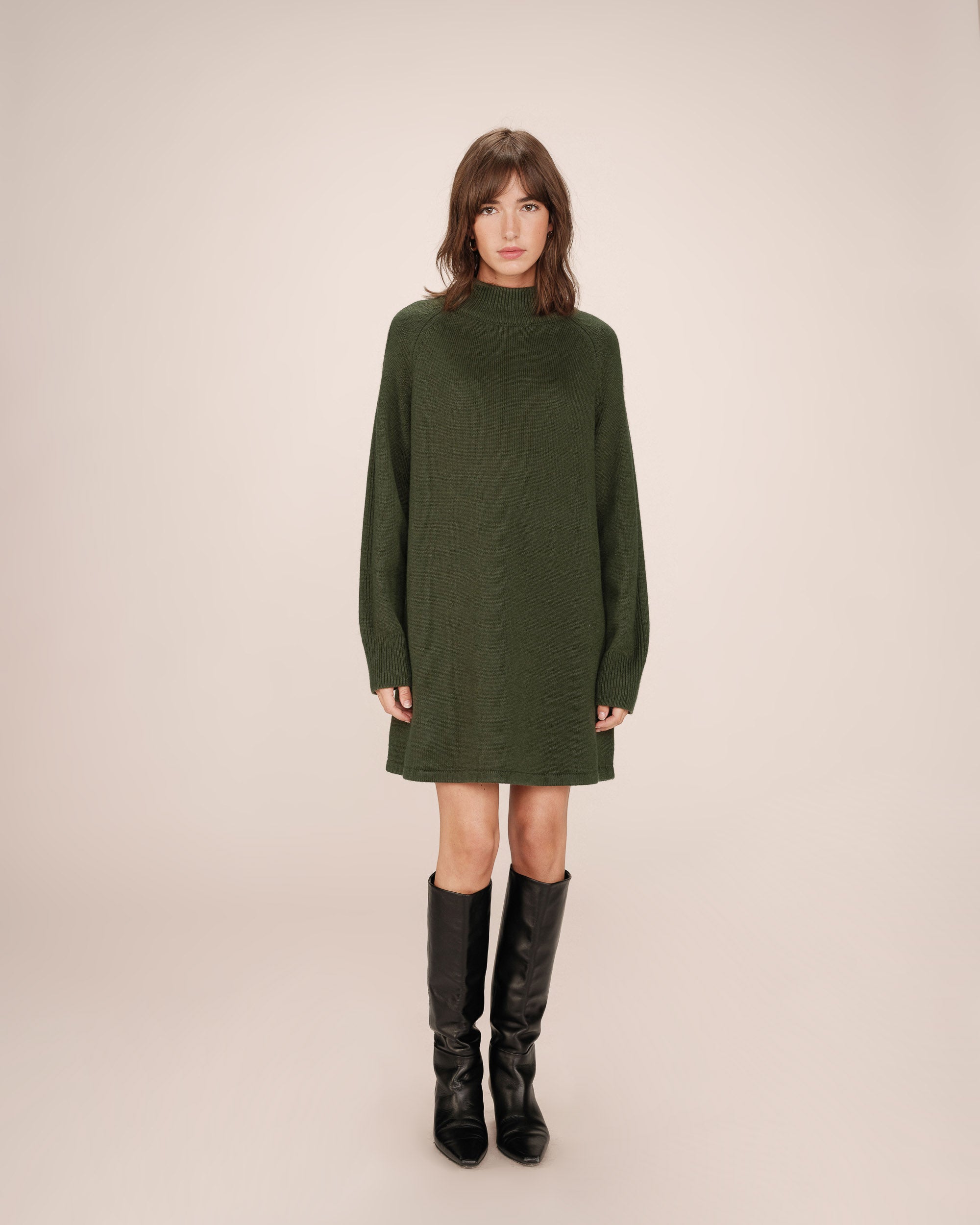 Short sweater dress khaki Sandrine