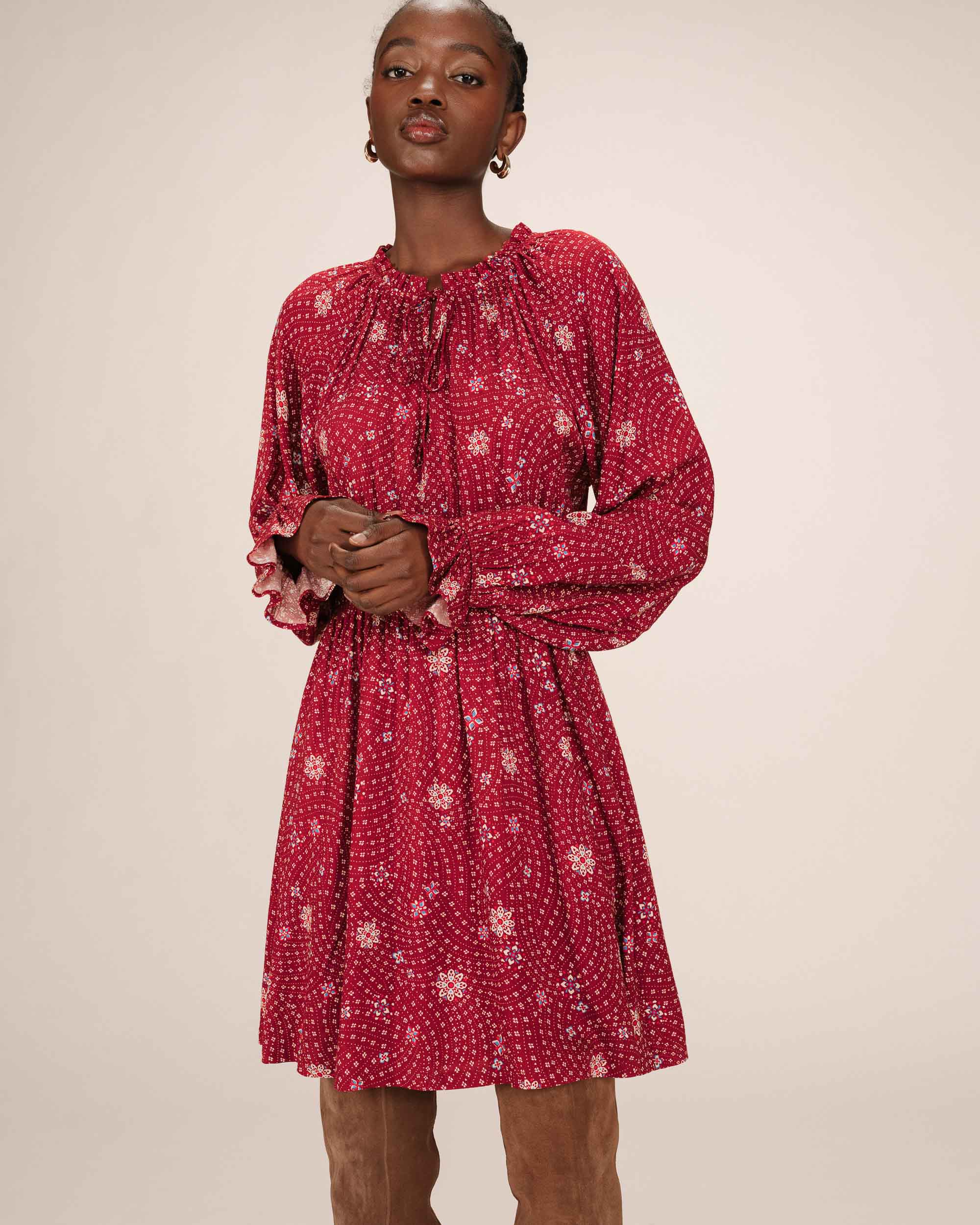 short terracotta dress Terracotta Floral Embroidered Mini Dress - Event Dresses