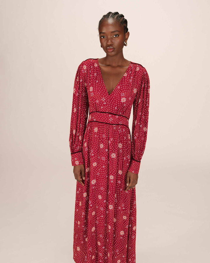 Robe longue a fleurs terracotta Sensible