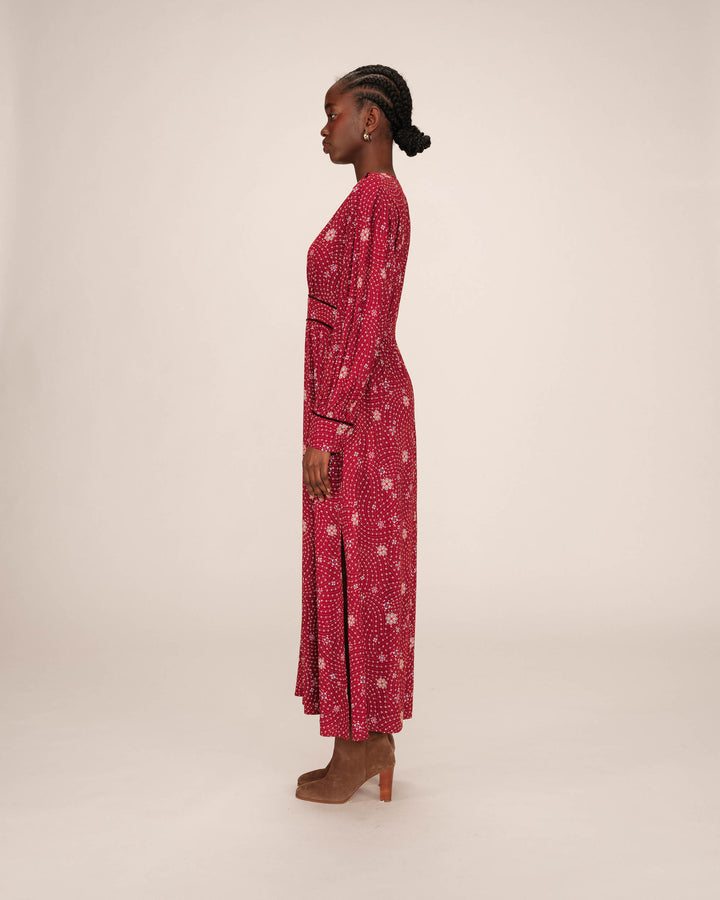 Robe longue a fleurs terracotta Sensible