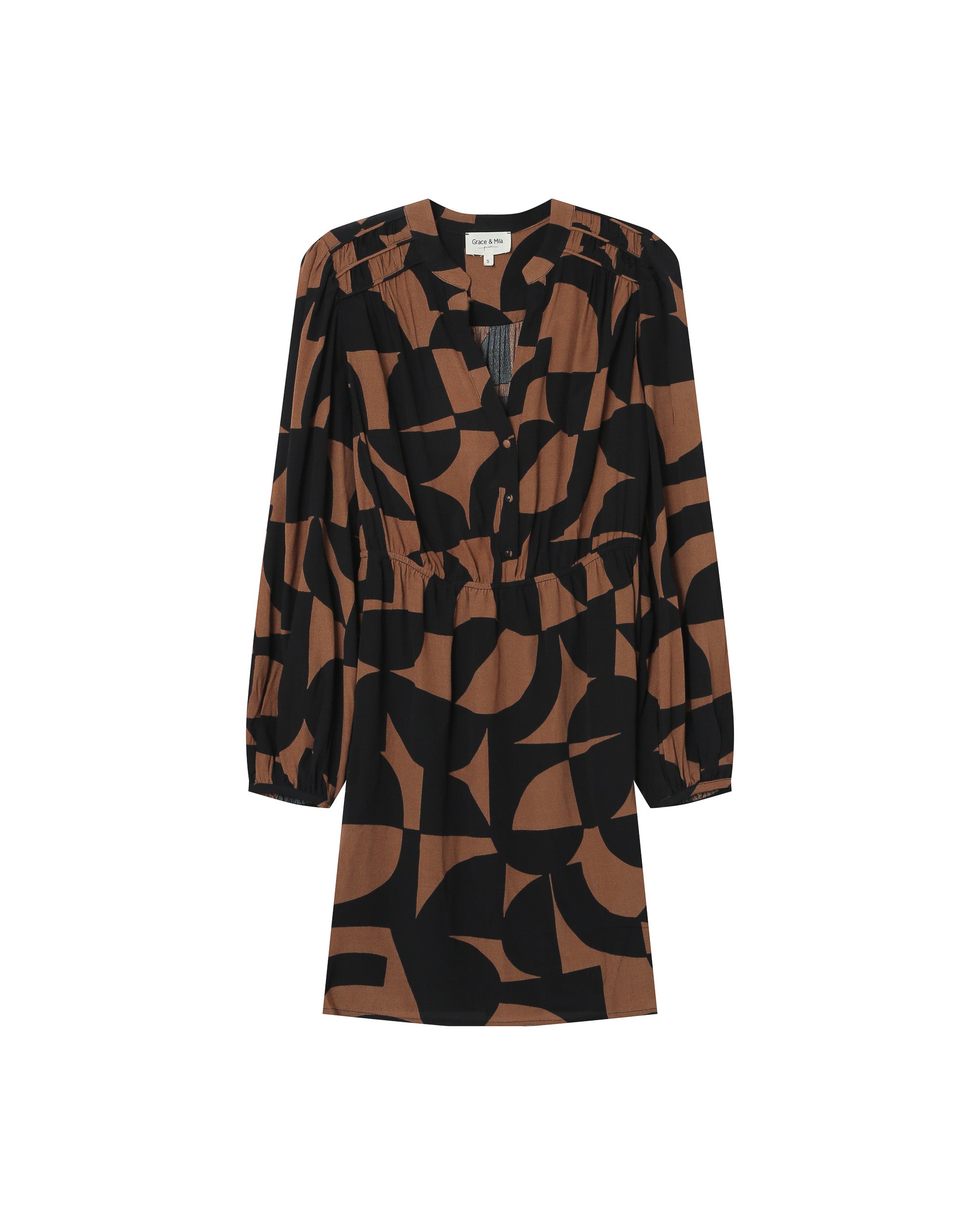 Short graphic dress chocolatee Selia