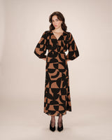 Robe courte graphique chocolat Shelly
