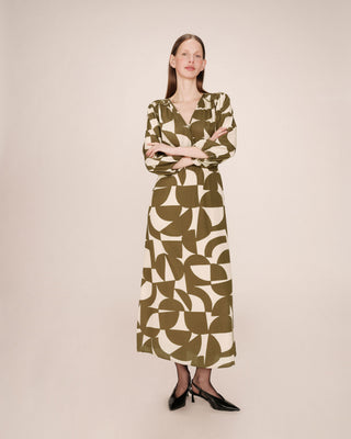 ROBE LONGUE OLIVE SHELLY
