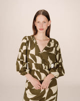 Robe courte graphique olive Shelly