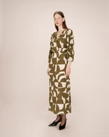 Robe courte graphique olive Shelly