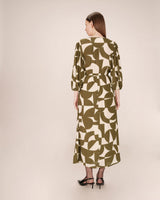 Robe courte graphique olive Shelly