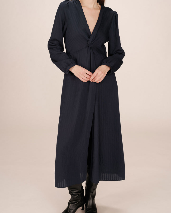 Long v-neck dress marine Shirley