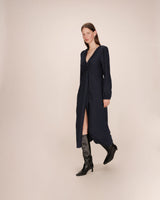Robe longue decollete v marine Shirley