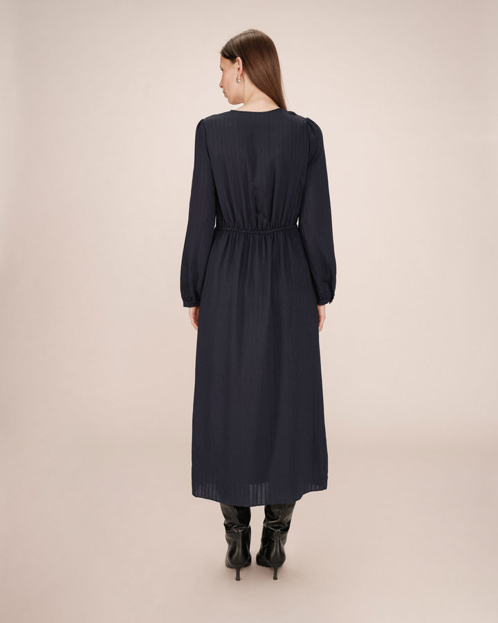 Long v-neck dress marine Shirley