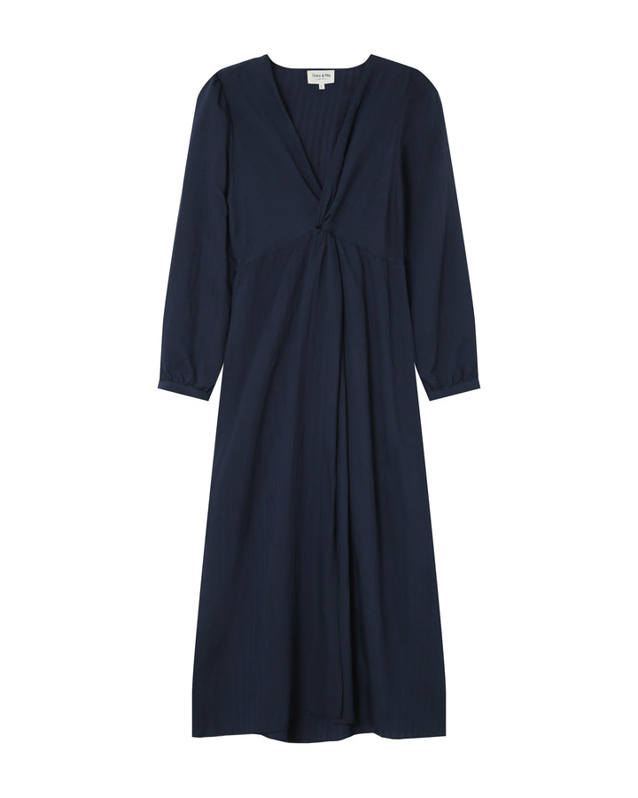 Long v-neck dress marine Shirley