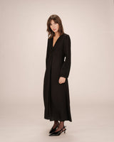 Robe longue decollete v noir Shirley