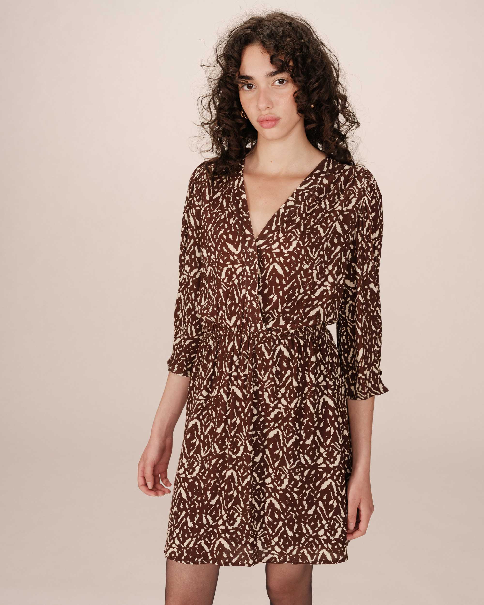 Short print dress chocolatee Suzie