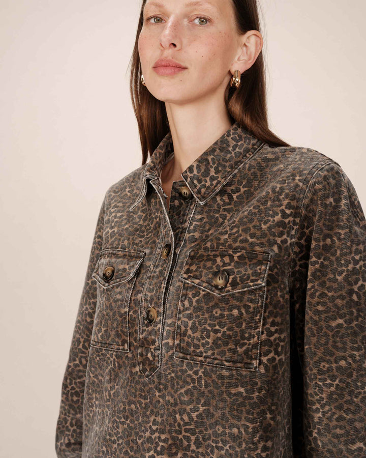 Short printed dress leopard Sally