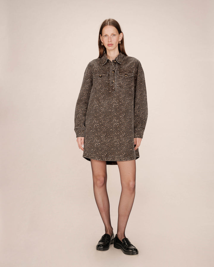 Short printed dress leopard Sally