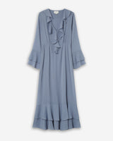 Airy long ruffled dress bleuet Samira