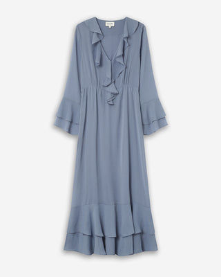 Airy long ruffled dress bleuet Samira