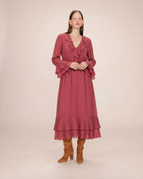Airy long ruffled dress blush Samira
