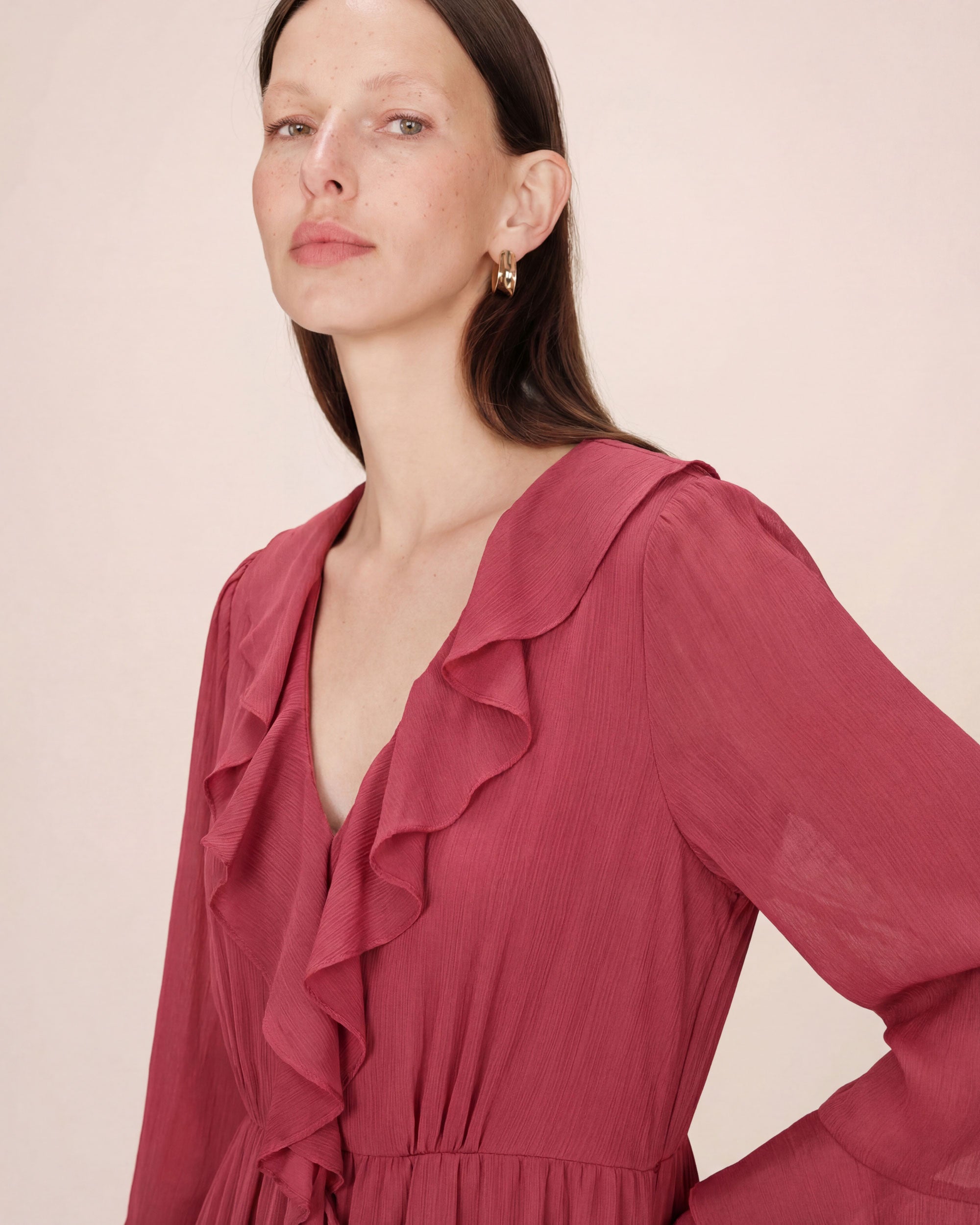 Airy long ruffled dress blush Samira