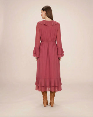 Airy long ruffled dress blush Samira