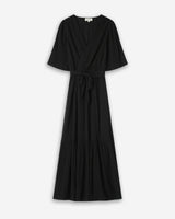 Vestido largo ajustado con volante noir Sequoia