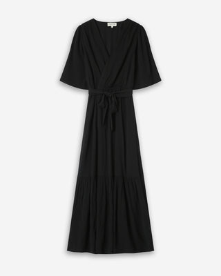 Vestido largo ajustado con volante noir Sequoia