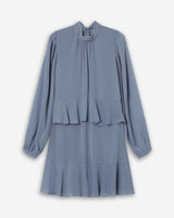 Flowy short ruffle dress bleuet Sahelle