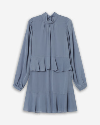 Flowy short ruffle dress bleuet Sahelle