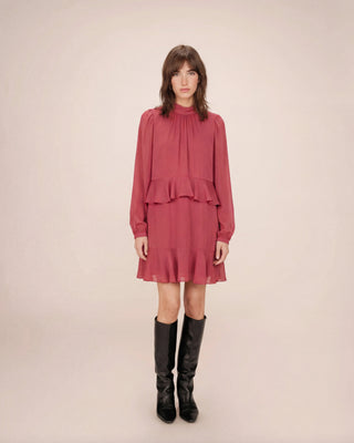 Flowy short ruffle dress blush Sahelle