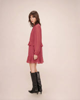 Flowy short ruffle dress blush Sahelle