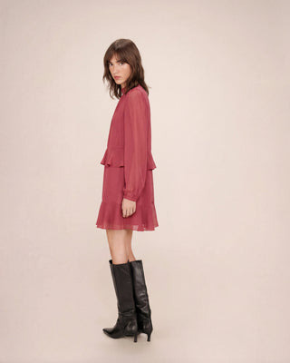 Flowy short ruffle dress blush Sahelle