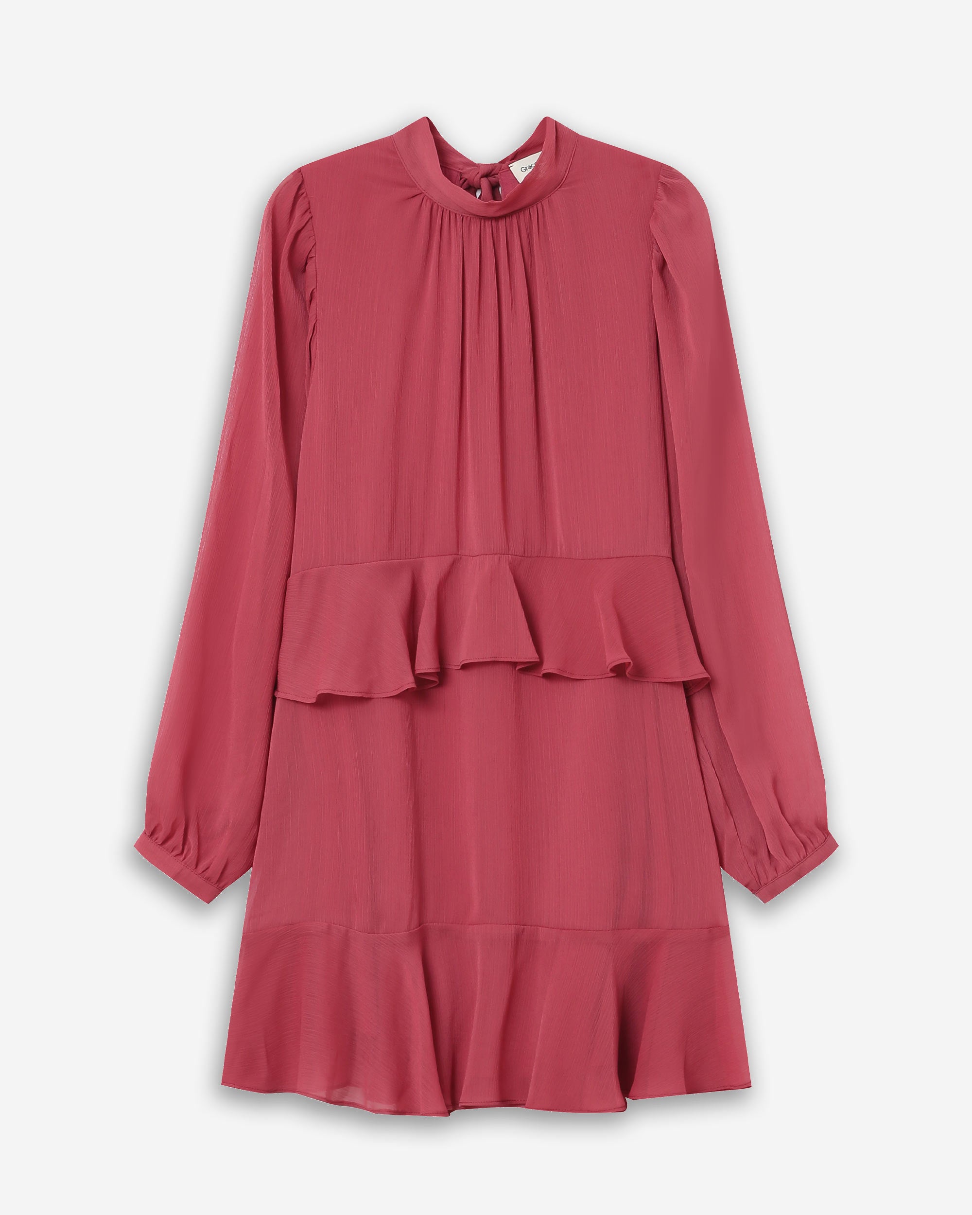 Flowy short ruffle dress blush Sahelle