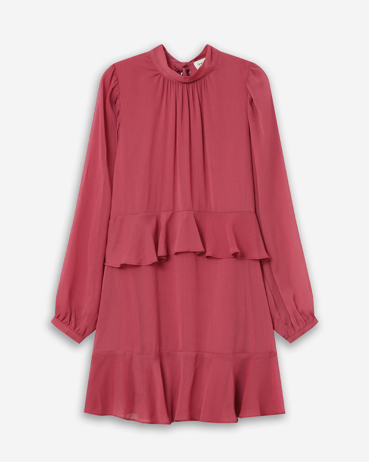 Robe courte fluide à volant blush Sahelle