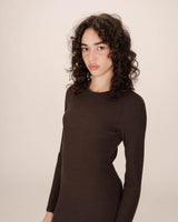 Robe longue côtelée chocolat Sorina